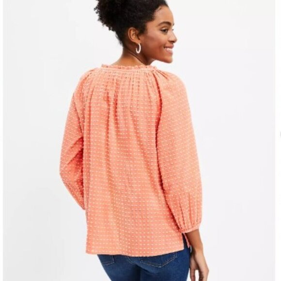 LOFT Clip Tie Neck Blouse – Orange – Women’s Medium - Picture 3 of 11